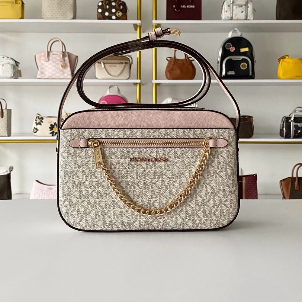 Michael Kors Pink Large Jet Set Vanila Blush Crossbody Bag
